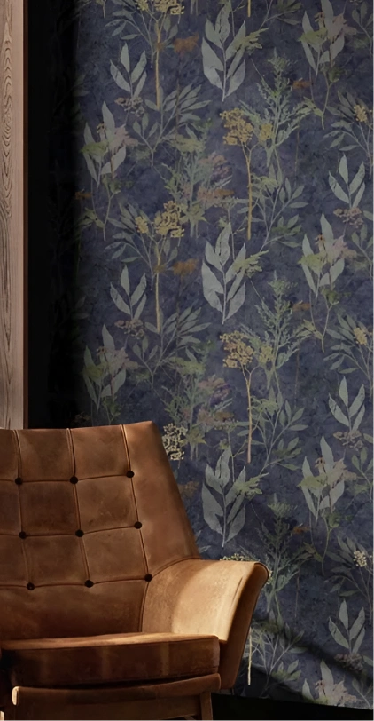 Midnight leaves wallpaper for your room space